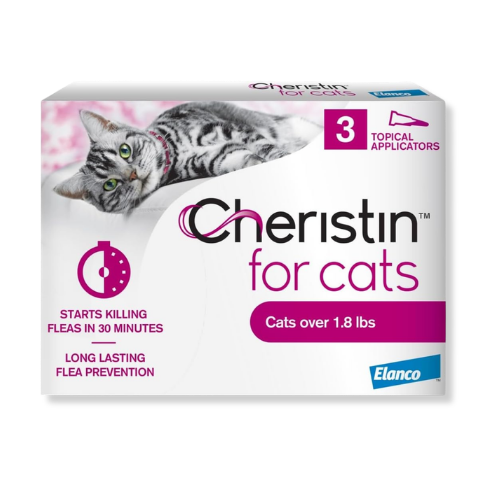 Cheristin for cats and kittens topical flea prevention. 3 monthly doses, long lasting, fast acting