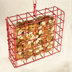 Happy Hen Treats® Treat Square Basket Happy Hen, Happy Hen Treats®,  Treat Square Basket, poultry supplies, chicken supplies, coated wire chicken treat basket, chickn treat basket with hanging chain, chicken treats